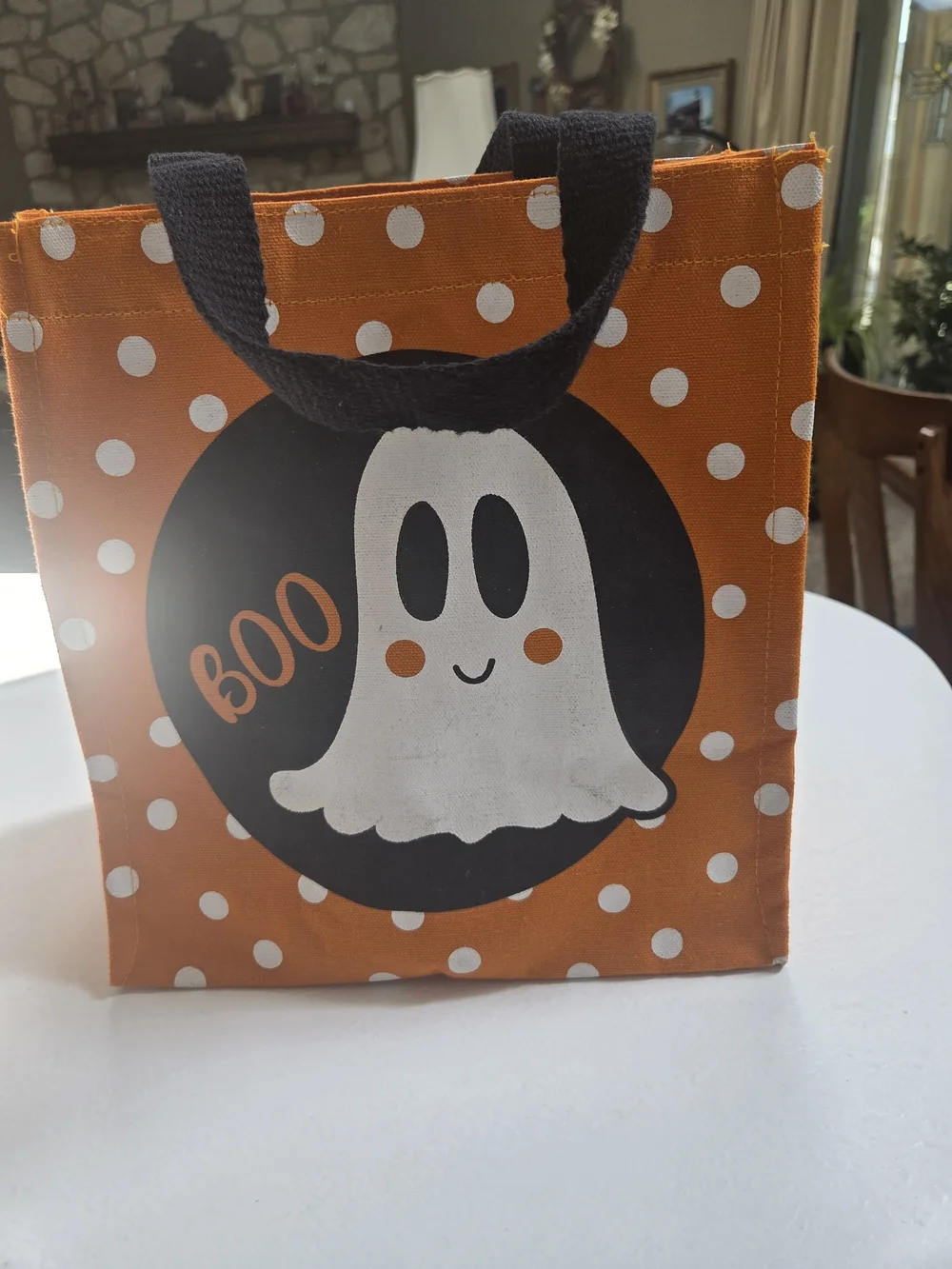 Kids Halloween Canvas Trick-or-Treat Bag - Big Eyed Ghost with Boo